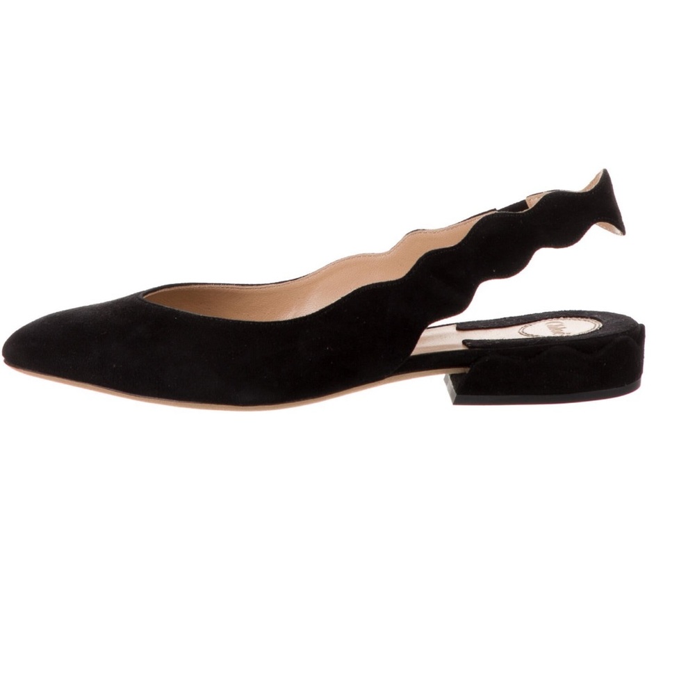 Chloe suede scalloped slingback flats